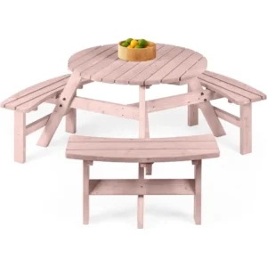 Round Wooden Picnic Table 1